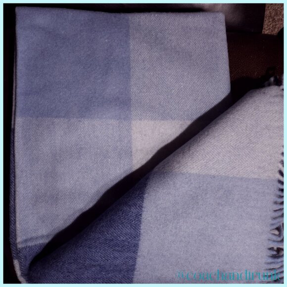 SCOTTISH IMPORT THROW BLANKET Tartan Check Shades of Blue & Grey NWT - Picture 11 of 13